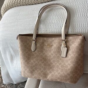Coach Beige Signature Tote Bag